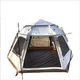 Lều Cắm Trại Dã Ngoại Hexa KORAMAN (5-8 người) 2 cửa chính 4 cửa sổ chống muỗi