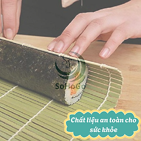 Bộ dụng cụ cuộn sushi bằng tre-Chiếu cuộn sushi Nhật Bản– Thảm tre cuộn sushi- Bộ làm sushi tại nhà mini- Bộ cuộn sushi kèm muỗng gỗ-  Dụng cụ làm sushi handmade