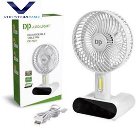 Mua QUẠT SẠC TÍCH ĐIỆN DP-7624 CÓ ĐÈN LED CẢM ỨNG 3 CHẾ ĐỘ- Hàng Chính Hãng