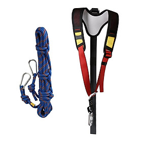 Adjustable Shoulder Strap for Climbing Seat Harness + 10mm x 10 Meters Climbing Safety Rope Blue