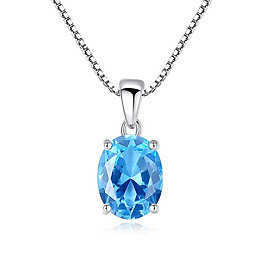 Dây Chuyền Bạc Nữ Đá Topaz Xanh M-1447 Bảo Ngọc Jewelry