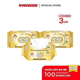 Combo Khăn Ướt Em Bé Không Mùi NUNA Gold |100 Miếng/Bao