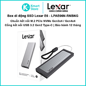 Mua Box SSD di động Lexar E6 LPAE06N-RNBNG M.2 PCIe NMVe | Cổng giao tiếp USB-C | Bảo Hành 12 Tháng - Hàng Chính Hãng