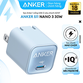 Mua Sạc ANKER 511 Nano 3 30W 1 cổng USB-C PiQ 3.0 tương thích PD - A2147 - Hỗ trợ sạc nhanh 30W cho iPhone 13 trở lên