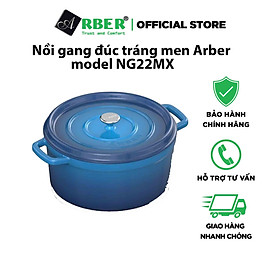Nồi gang đúc tráng men Arber model NG22MX dung tích 3L màu xanh biển đep mắt hàng Đức chính hãng.