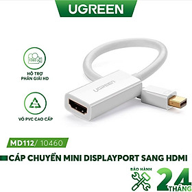 Hình ảnh Cáp chuyển đổi Mini DisplayPort sang HDMI female UGREEN MD112 18cm - Hàng chính hãng