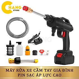 Máy Rửa Xe, Máy Xịt Rửa Tăng Áp Mini Dùng Pin Max Lithium 199V Áp Lực Cao Cầm Tay Rửa Xe Gia Đình