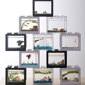 Mini Fish Tank, Desktop Micro-Landscape Fish Tank, Aquarium Kit, Stackable Building Blocks Superimposed Fish Tank