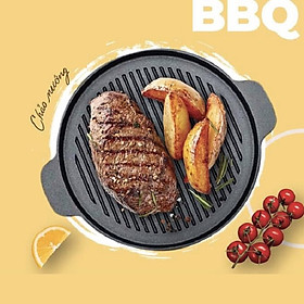 Chảo Gang Nướng Chống Dính BBQ  Tiếp Nhiệt Nhanh, Giữ Nhiệt Lâu, Dùng Cho Mọi Loại Bếp