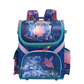 Balo chống gù lưng dạng hộp cho học sinh các cấp Lovely Kitten