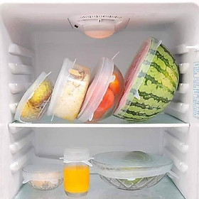 Mua Bộ 6 Miếng Silicone Bọc Thực Phẩm Cao Cấp - Nắp đậy màng Silicon bảo quản thức ăn Dày Dặn Độ Co Giãn Tốt