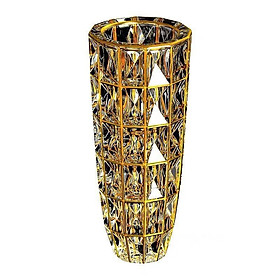 Mua Lọ ắm hoa thủy tinh cao cấp dáng thẳng viền vàng cao 30cm