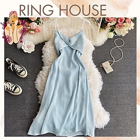 Đầm Maxi Nữ Xanh Pastel Phi Bóng Sang Trọng Đi Biển Ring House