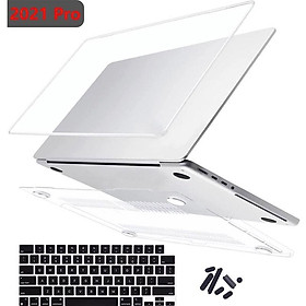 Ốp Lưng Trong Suốt Cho Macbook Pro 14 16 inch M1 Pro Max A2442 A2485 Retina 14 2021 - Màu đen mờ Không có logo bị cắ