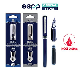Bút viết máy cao cấp mực đều đẹp màu Xanh đen/ Hồng Ánh Cam/ Bạc - HELIX - Xanh đen - Xanh dương