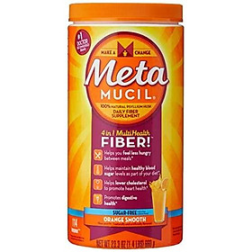 Metamucil Fiber, 4-in-1 Psyllium Fiber Supplement, Sugar-Free Powder, Orange Smooth Flavored Drink, 114 Servings (Packaging May Vary)