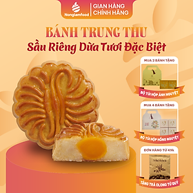 Bánh trung thu ăn kiêng, ít ngọt Sầu Riêng Dừa Tươi Đặc Biệt (1 trứng muối) Nonglamfood 150g | Quà tặng healthy ý nghĩa