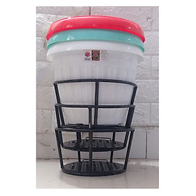 Combo 3 GIỎ SẮT Treo Chậu Hoa Ban Công Hình Tròn - Màu Cà Phê + 3 Chậu Hoa Tròn QP28 -Z111, Kích Thước Fi 326x190mm - Nhiều Màu