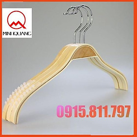 Mua Móc treo quần áo - móc gỗ tre LOẠI 1 đệm vai cao cấp bằng silicon chống trơn tuột kích thước 38cm đầu móc xoay 360 độ