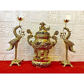 Bộ đồ thờ đồng dơi ngũ phúc 50cm mang bình an tài lộc