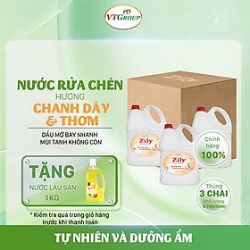 Nước Rửa Chén Zily 4.7 Kg (03 Chai/Thùng) - Tặng 1 lau sàn Rick 1kg