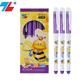 Hộp 10 cây Bút lông kim - Bút mực nước Beebee Thiên Long FL-04 mực tím