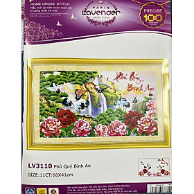 Mua Tranh thêu chữ thập Đồng hồ Phú quý bình an Lv3110  kích thước 65 x 40 cm