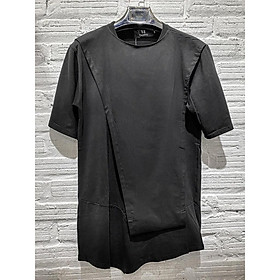 Áo phông nam nữ 12.DESTINY chi tiết vạt phồng chất liệu premium cotton màu đen