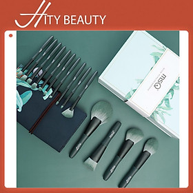 Set 14 cọ trang điểm cá nhân msQ xanh rêu túi hoa dành cho makeup - Hity Beauty