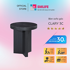 Mua Bàn sofa góc mặt tròn chân 3 cạnh sang trọng SMLIFE Clary 3C | D165 1 x R48 3 x C77 5cm | gỗ Cao Su và Veneer Sồi
