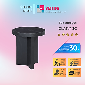 Bàn sofa góc mặt tròn chân 3 cạnh sang trọng SMLIFE Clary 3C | D165,1 x R48,3 x C77,5cm | gỗ Cao Su và Veneer Sồi