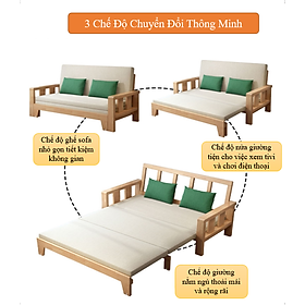 Mua  HOT  Giường sofa đa năng gấp gọn - giường gỗ gấp gọn - giường kéo gấp gọn - giường sofa gỗ hai trong một ( KÈM ĐỆM )