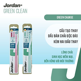 Combo 2 Bàn chải đánh răng Jordan Green Clean cho trẻ em 5-10 tuổi lông siêu mềm