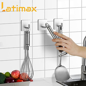 Mua Bộ 4 Móc Dán tường treo đồ Inox 304 Vòi Voi Đế vuông MD07 - Tặng kèm keo dán chuyên dụng Siêu dính