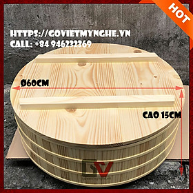 Thố gỗ đánh cơm Sushi _ Thố gỗ trang trí Sashimi Φ 60cm - Cao 15cm - Gỗ thông tự nhiên