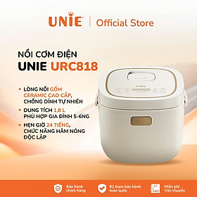 Nồi cơm điện lòng gốm cao cấp UNIE URC818,Dung tích 1,8L, Lòng nồi gốm Ceramic chống dính,Hẹn giờ 24 tiếng, hàng chính hãng bảo hành 12T