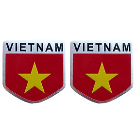 Combo 2 Sticker kim loại hình cờ Việt Nam (5cm x 5cm)