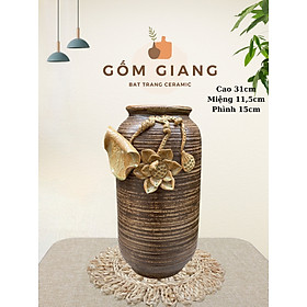 Mua Bình hoa men mộc đắp nổi thủ công gốm sứ Bát Tràng
