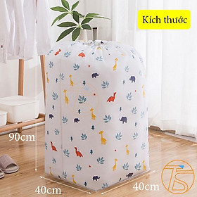 Túi Đựng Chăn Màn Quần Áo Bằng PEVA Chống Thấm Chống Bụi Cuộn Tròn Có Dây Rút Cao 90x40cm