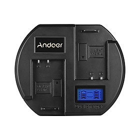 Ổ Sạc Nhanh Andoer Màn Hình LCD Củ Sạc Nhanh US Đầu Cắm USB Cho Pin Canon LP-E17 Cho Máy Ảnh Canon EOS 760D 750D M3 (2 Khe) Đen