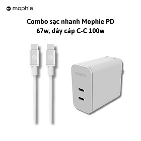 Mua Combo sạc nhanh Mophie PD 67w/120w (GaN)  dây cáp USB-C to USB-C 100w (1m/2m/3m) - Hàng chính hãng