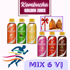 Kombucha Golden Zuice MIX 6 vị Chai 350 ML