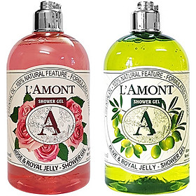 Combo Sữa Tắm L'amont En Provence Rose Shower Gel + Olive Shower Gel (500ml/chai)