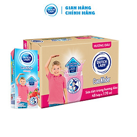 Thùng 48 Hộp Sữa Uống Dutch Lady Cô Gái Hà Lan Vị Dâu Cao Khỏe (48X170ml)