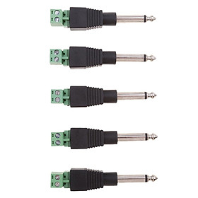 6.35mm 1/4inch Audio Mono Male Converter Adapter 5 Pieces with Screw Terminal Female for Microphone