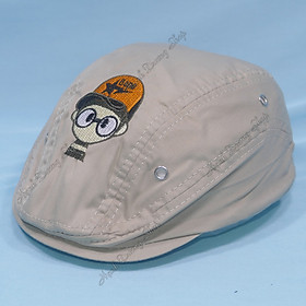 Mũ beret cho bé trai từ 2 đến 4 tuổi thêu hình cậu bé đeo kính dễ thương