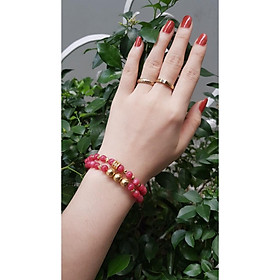 Vòng tay quấn 2 vòng thời trang đỏ mix charm hợp kim mạ vàng cao cấp