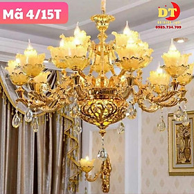 Đèn chùm chao hoa DOTHANH LIGHT 04, hợp kim lắp cho phòng khách phong cách tân cổ điển hiện đại cao cấp DCN