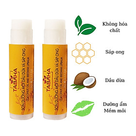 Combo 2 Cây Son Dưỡng TaBaHa Dầu Dừa Sáp Ong 5G Giúp Giảm Thâm Môi Mềm Mượt Căng Mọng