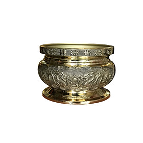 Mua Bát hương đồng hoa sen chữ Phật mặt rồng chầu nguyệt 20cm.